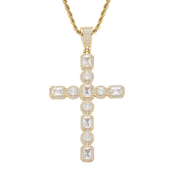 Square Large Zircon Cross Pendant Hiphop Men's Trendy Rap Singer Hip Hop Accessories_ipsvogv.com