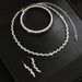 Bridal Jewelry Necklace Earrings Bracelet Set Three-Piece Clavicle Chain Evening Dress Accessories_ipsvogv.com