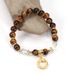 Ancient Golden Dragon Head Pendant 8mm Round Beads Natural Stone Bracelet Female Elastic Adjustable_ipsvogv.com