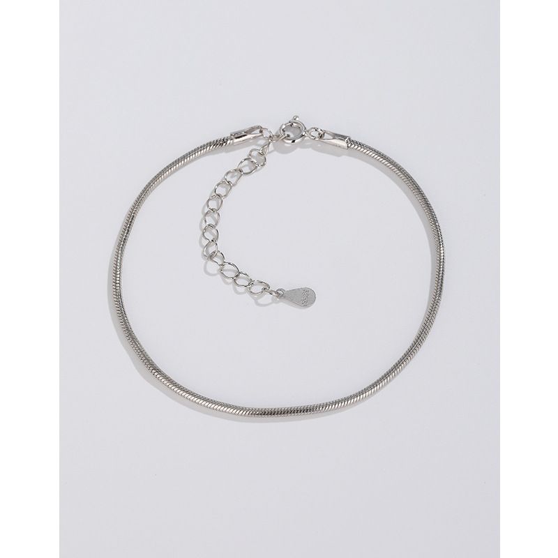 Sterling Snake Bone Bracelet For Women, Thin Silver Bracelet, Simple Minimalist Style, Unisex Hip-Hop Versatile Couple_ipsvogv.com