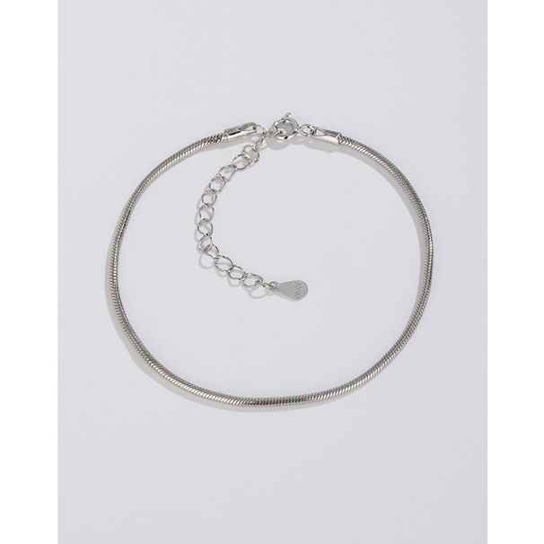 Sterling Snake Bone Bracelet For Women, Thin Silver Bracelet, Simple Minimalist Style, Unisex Hip-Hop Versatile Couple_ipsvogv.com