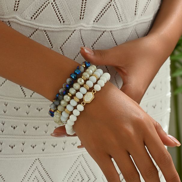 Minimalist women's bead four piece set, personalized inlaid crystal, niche design, geometric bracelet_ipsvogv.com