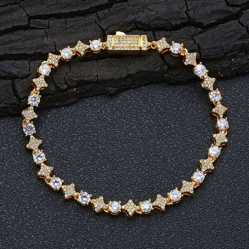 Hip Hop New 6mm Star Zircon Tennis Chain High-end Men's Bracelet Simple Jewelry_ipsvogv.com
