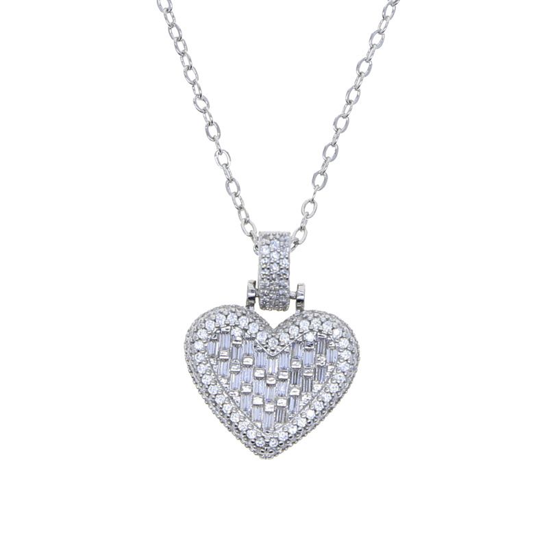 Women's Jewelry Hip Hop New Heart Shaped Zircon Pendant Diamond Studded Full Diamond Box Chain Necklace_ipsvogv.com