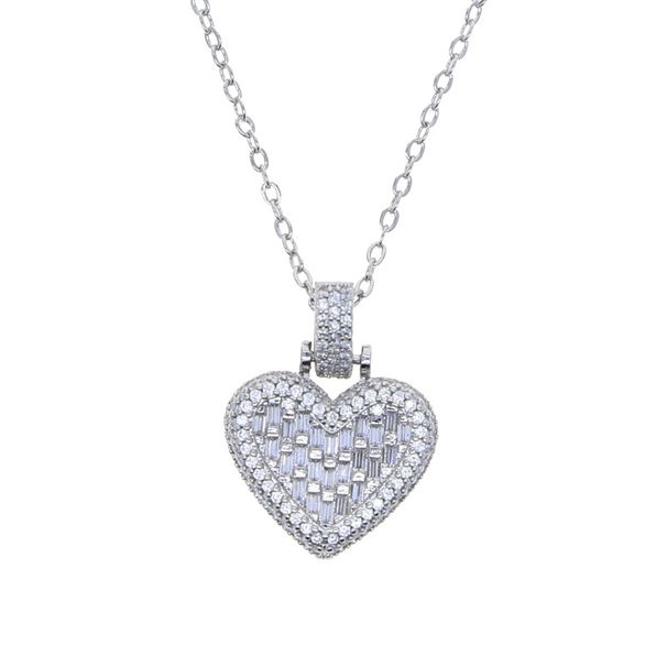 Women's Jewelry Hip Hop New Heart Shaped Zircon Pendant Diamond Studded Full Diamond Box Chain Necklace_ipsvogv.com