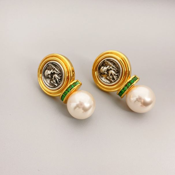 French Niche Design Relief Sculpture Inlaid With Pearls, Personalized Temperament Earrings, Women's High-end Earrings_ipsvogv.com