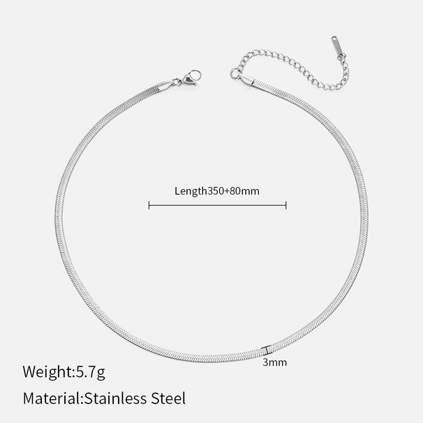 Stainless Steel Clavicle Chain - 2MM & 5MM Flat Snake Chain Necklace For Women_ipsvogv.com