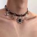 Unisex Maillard Brown Blazing Sun Star Necklace Men And Women Niche Design Retro Hot Girl Leather Stitching Necklace Trend_ipsvogv.com