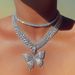 Fashion Jewelry Micro-inlaid Rhinestone Fashion Cuba Big Butterfly Necklace 12mm Hip Hop Chain_ipsvogv.com