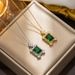 New Fashion Necklace Simple Emerald Square Zircon Pendant High Quality Titanium Steel Necklace_ipsvogv.com