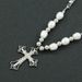 Sweet Cool Style Cross Pendant Pearl Diamond Splice Necklace Women Wear Collar Chain Neckchain_ipsvogv.com