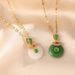 White Jade Pith Safety Clasp Women Gold Inlaid With Hotan Jade Pendant Colorfast Titanium Steel Bone Chain Light Luxury_ipsvogv.com
