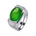 Luxury Ethnic Style Domineering Men's Agate Green Chalcedony Open Ring, Simple And Fashionable Jewelry_ipsvogv.com