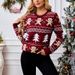 Women's Clothing new gingerbread man jacquard long sleeved sweater pullover casual top Christmas sweater_ipsvogv.com