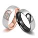 Men And Women's Jewelry Stainless Steel Sweet Half Peach Heart Diamond Couple Ring Personality Brushed Jewelry Can Be Engraved_ipsvogv.com