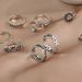Instagram Style Personalized Female Smiling Face Flower Leaf Crown 9-piece Ring Set_ipsvogv.com