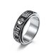 Retro nine character rotatable titanium steel ring stainless steel anxiety relief hand jewelry_ipsvogv.com