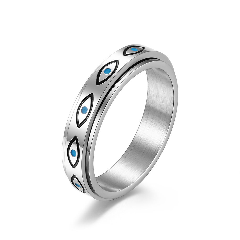 Horus Eye stainless steel rotating ring ring to relieve anxiety niche personality hand jewelry_ipsvogv.com