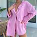 Women's Clothing sexy two-piece suit for women beach sunscreen shirt shorts suit_ipsvogv.com