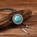 New Trendy Turquoise Lace-Shaped Cross Alloy Oil-Drip PU Women's Polo Collar Necklace Jewelry_ipsvogv.com