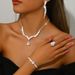 Women’s Jewelry Set Fashion Versatile Niche Korean Fashion Zircon Jewelry Bride Wedding V Neck Jewelry Wedding Dress Earrings Necklace Set_ipsvogv.com