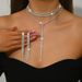 Women’s Jewelry Set Fashion Design Bohemian Style Y Shaped Rhinestone Inlaid Multi Layer Necklace Tennis Chain Lasso Clavicle Chain_ipsvogv.com