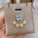 】 Women's 【 New Necklace, Two Piece To Heart Opening Four Leaf Flower Full Diamond Versatile Clavicle Chain, Titanium 【 】 Necklace, Chain,_ipsvogv.com