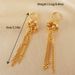 Copper Gold-plated Drop Earrings - Bohemian Elegant Floral Tassel Design Suitable For Weddings And Party Occasions_ipsvogv.com