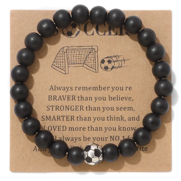 Men's Football Bracelet - Handwoven Volcanic & Zebra Stone Beads (World Cup Fan Gift)_ipsvogv.com