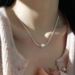 S Pure Silver Cream Round Bead Freshwater Pearl For Girls, Sweet Girl Style Snake Bone Necklace Necklace, Collarbone_ipsvogv.com