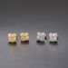 Three dimensional sugar cube earrings and rings two piece set for women's gold plated micro inlaid zircon jewelry set_ipsvogv.com