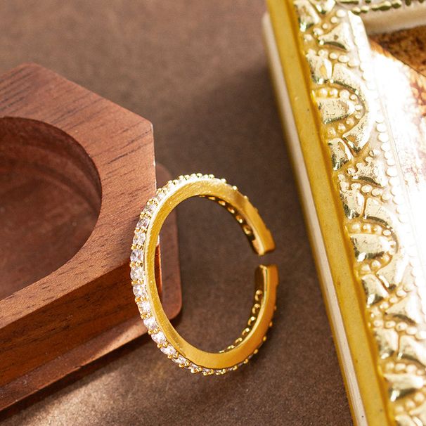 Fashionable Diamond Studded Single Row Zircon Adjustable Opening Ring For Women With A Light Luxury And High-end Feel_ipsvogv.com