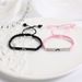 Wax Rope Braided Adjustable Card Bracelet Stainless Steel Long Strip Oil Drip Heart Shaped Couple Bracelet Does Not Fade_ipsvogv.com