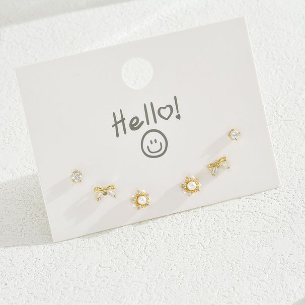Small minimalist Korean style women's personalized bow zircon inlay design, earrings with light luxury and high-end feel_ipsvogv.com