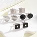 New round square baked paint men's French rectangular striped grid cufflinks_ipsvogv.com