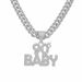 Hip Hop Exaggerated Letter BABY Full Diamond Pendant Personalized Nightclub Men's Cuban Necklace_ipsvogv.com
