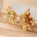 Exaggerated Jewelry Asymmetric Three-Dimensional Metal Inlaid Pearl Heavy Craft Flower Stud Elegant Fashion Earrings_ipsvogv.com