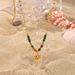 New Fashion INS Natural Stone Pendant Necklace French Retro Style Gold Stainless Steel Sun Pendant Necklace for Women_ipsvogv.com