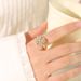 Ring Women's Network Red Lucky Grass Korean Edition Temperament Diamond Embedding Rotable Fashion Index Finger Ring with Adjustable Opening_ipsvogv.com