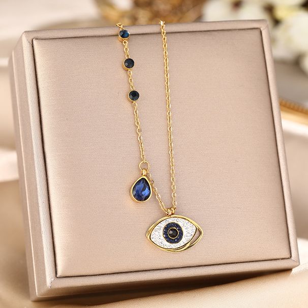 Devil Titanium Steel Necklace Female Personality Blue Eyes Temperament Light Luxury Clavicle Chain Jewelry Does Not Fade_ipsvogv.com