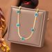 Stainless Steel Necklace, Women's Turquoise Square Blade Chain Desin, Simple And Fashionable Collarbone Chain, No_ipsvogv.com