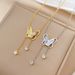 【 Full Body Titanium Steel 】 Threaded Butterfly Tassel Furnace Genuine Gold Necklace For Women Instagram, Internet_ipsvogv.com