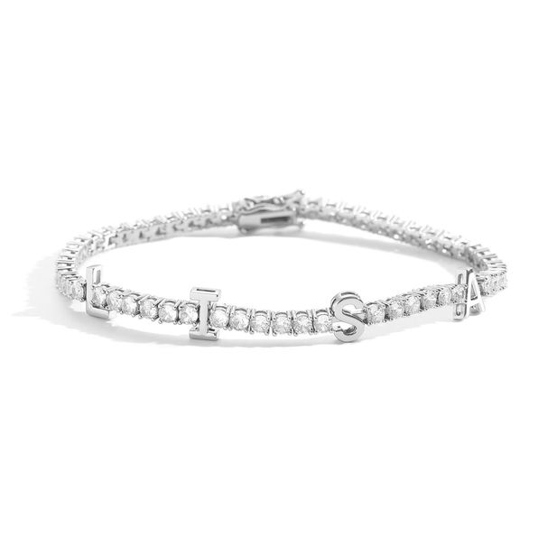 Unisex Hip Hop 3MM Tennis Chain Private Custom 26 English Letter Bracelet Personality DIY Trendy Hip Hop Bracelet_ipsvogv.com