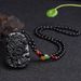 Obsidian Glass Pendant Black Dragon Brand Men's Dominant Couple Agate Bead Necklace_ipsvogv.com