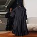 Women's Clothing new women's long windbreaker autumn new solid color ruffled shawl coat_ipsvogv.com