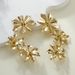 Fashion Trend Flower Connected Design Asymmetric French Earrings Exaggerated Studs_ipsvogv.com