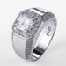 Cao Shi Luxury Exquisite Ring Men's Silver Plated Platinum Simulated Zircon Jewelry_ipsvogv.com
