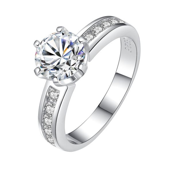 D Color Moissanite Ring 1 Carat Six Claw Crown Female Ring Sterling Silver Plated With White Gold Silver Jewelry_ipsvogv.com