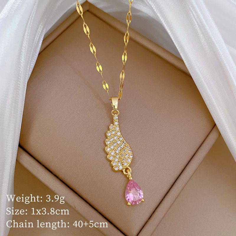 】 Angel's 【 Tears Zircon Light Luxury Charm Gorgeous Full Diamond Necklace Women's Versatile Clavicle Titanium Steel 【 】_ipsvogv.com