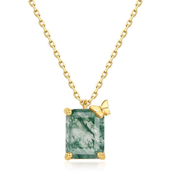 specialize In Natural Water Grass Agate Necklace Set S925 Silver Green Moss Stone Clavicle Chain Customization_ipsvogv.com